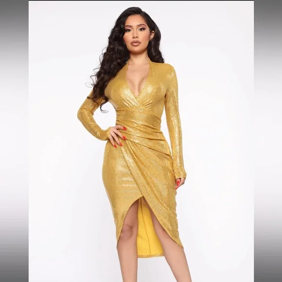 Fashion Nova | Dresses | Outshine Them All Sequin Midi Dress | Poshmark
